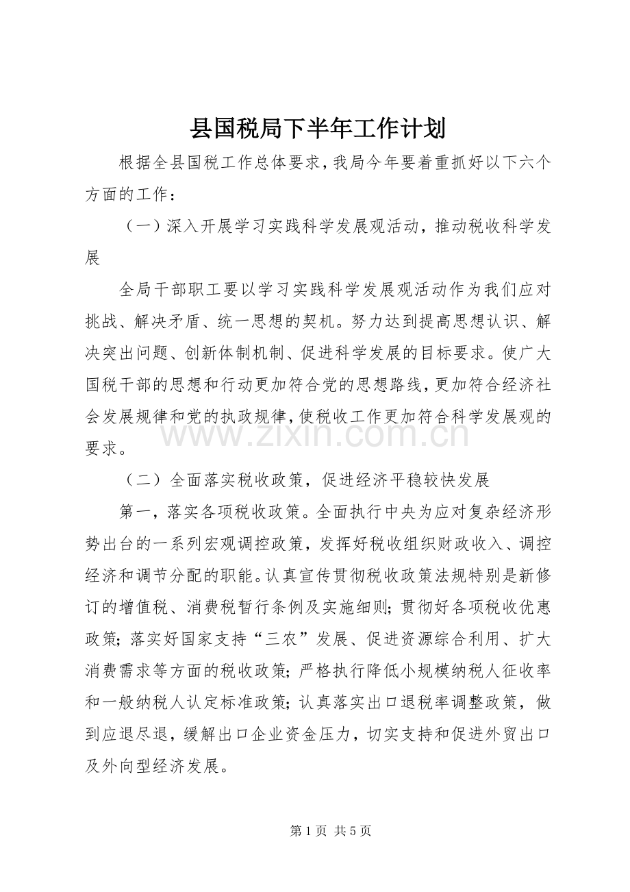 县国税局下半年工作计划.docx_第1页