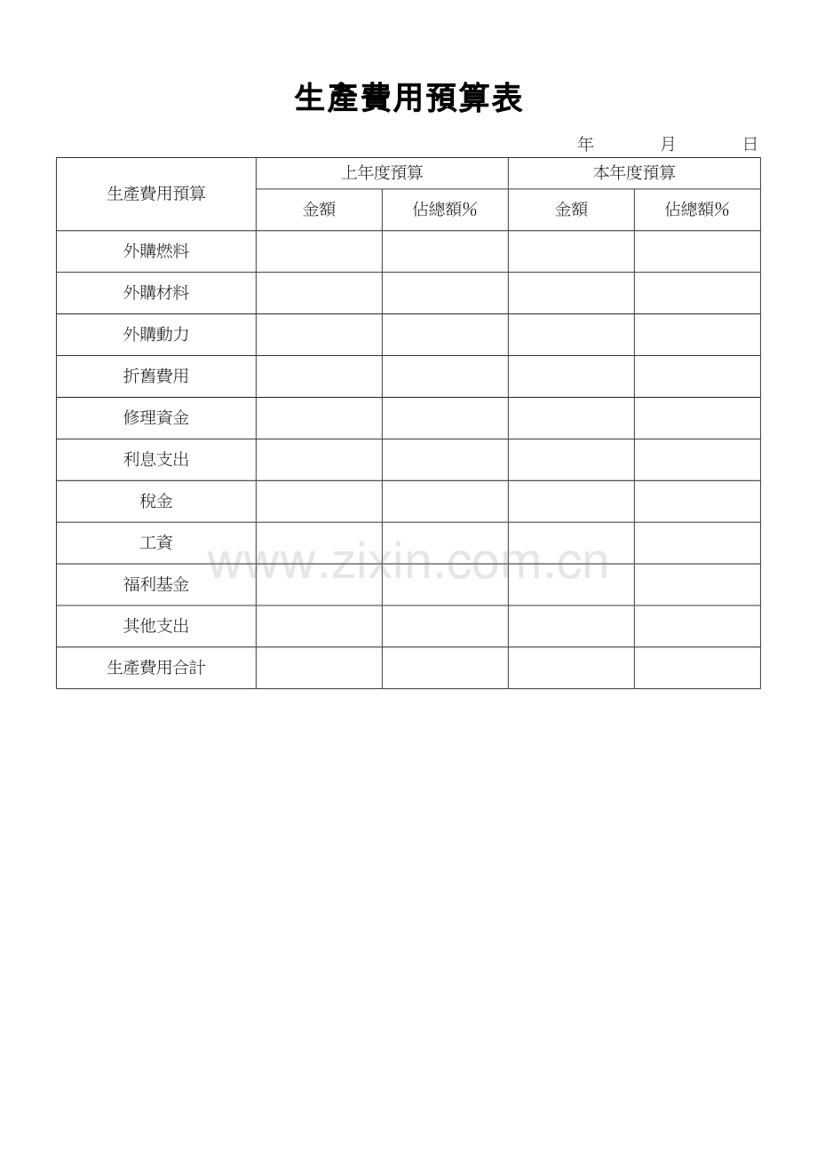 生產費用預算表.doc_第1页