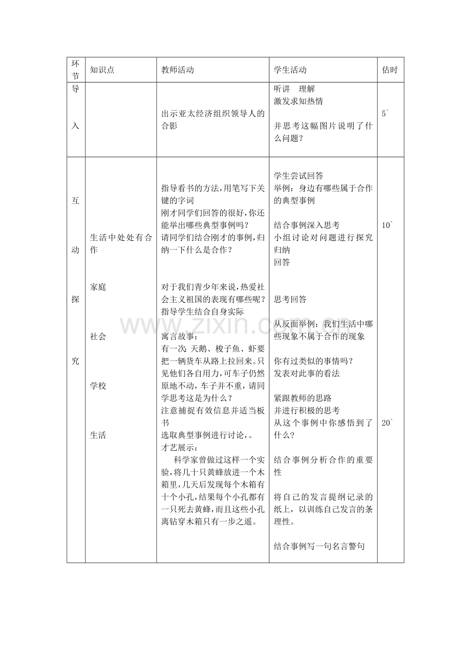 八年级政治上册 3.5.1 合作使生活之路更宽畅教案 鲁教版-鲁教版初中八年级上册政治教案.doc_第2页