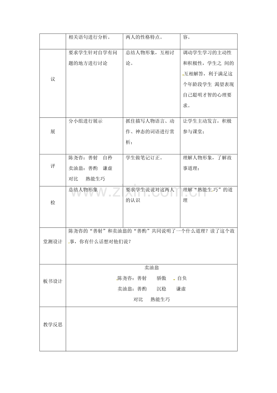 湖北省武汉市七年级语文下册 第三单元 12 卖油翁（第2课时）教学设计 新人教版-新人教版初中七年级下册语文教案.doc_第2页
