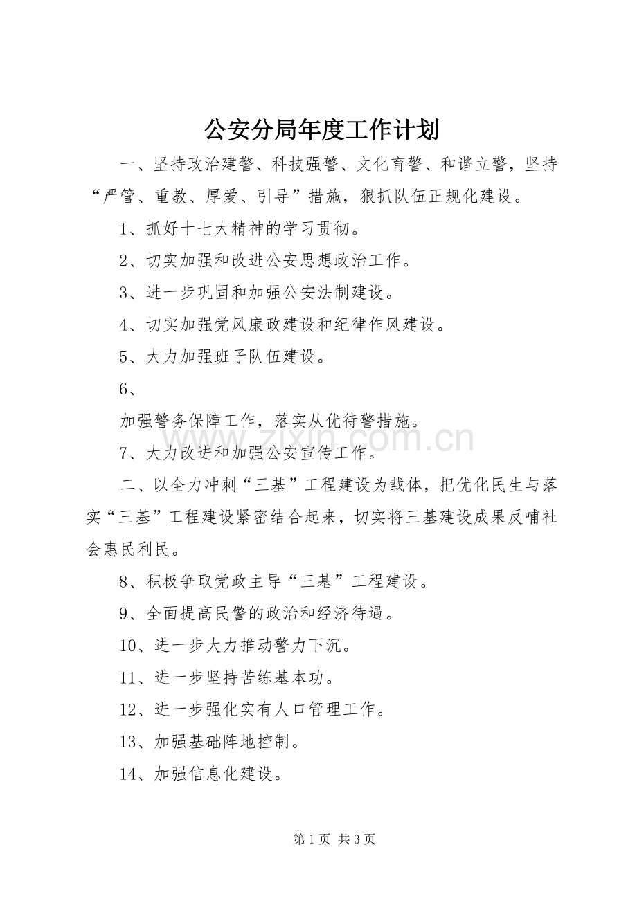 公安分局年度工作计划.docx_第1页