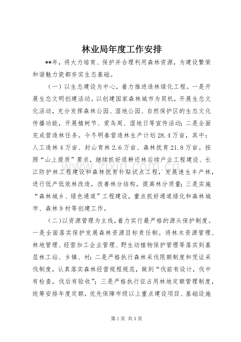 林业局年度工作安排 .docx_第1页