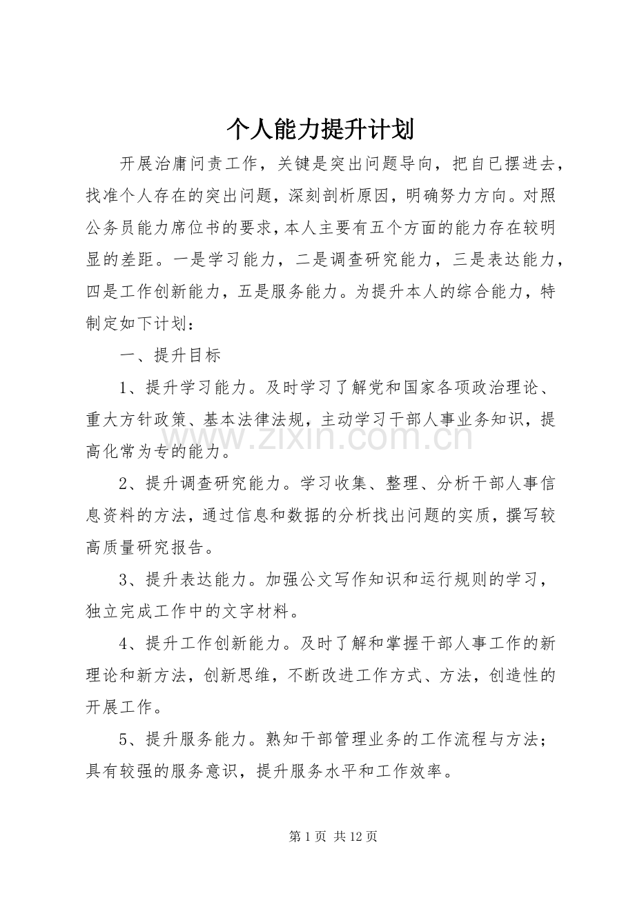 个人能力提升计划_1.docx_第1页