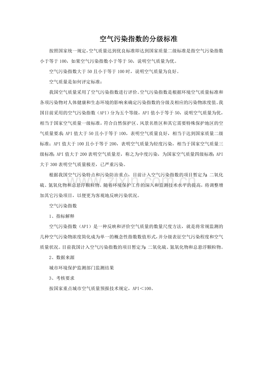 空气污染指数的分级标准.doc_第1页