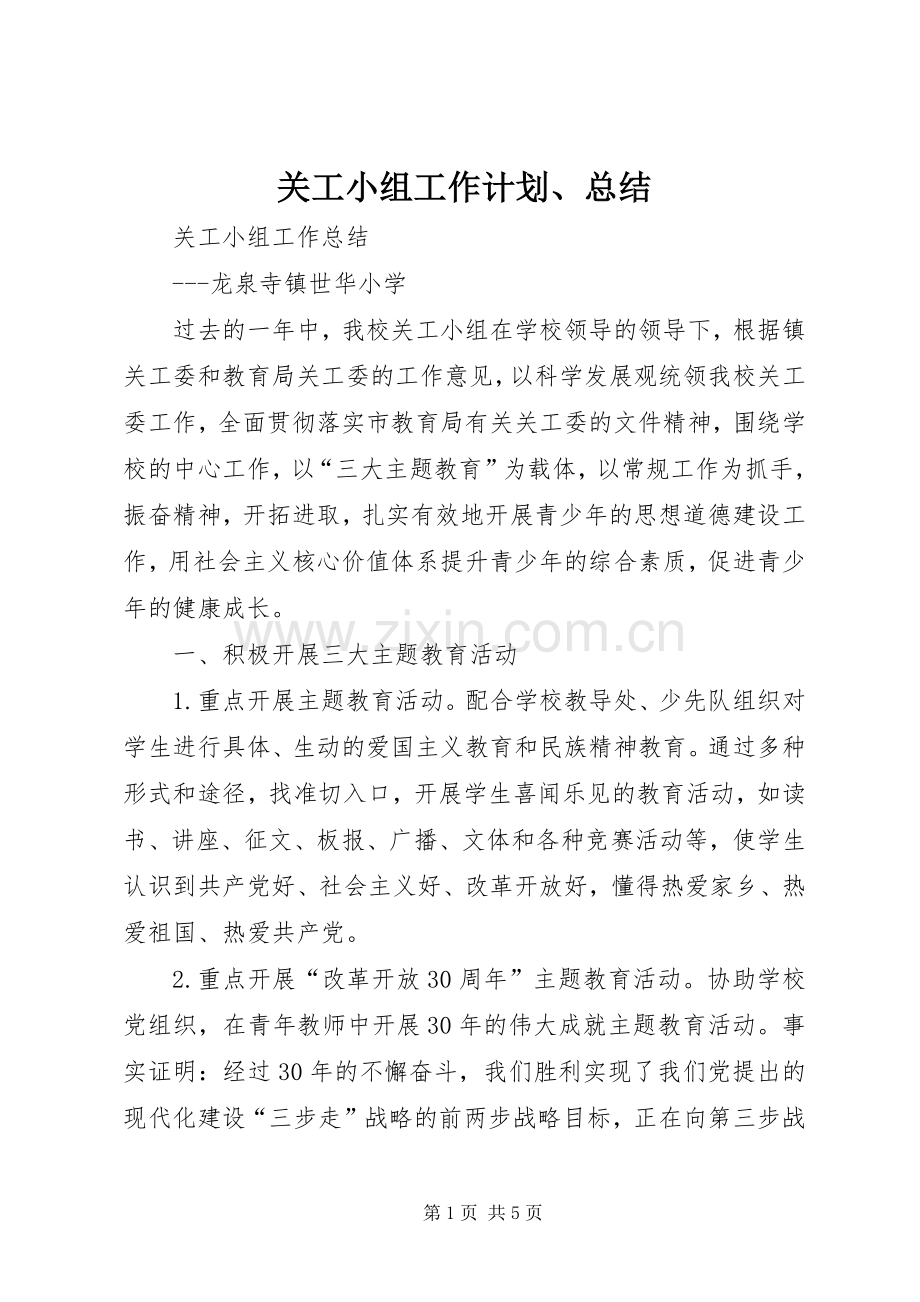 关工小组工作计划、总结 .docx_第1页