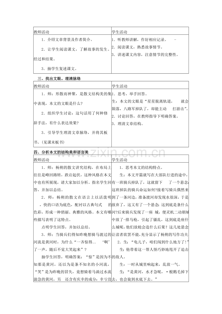 福建省泉州市泉港三川中学八年级语文下册 第3课《铁骑兵》教案 语文版.doc_第2页