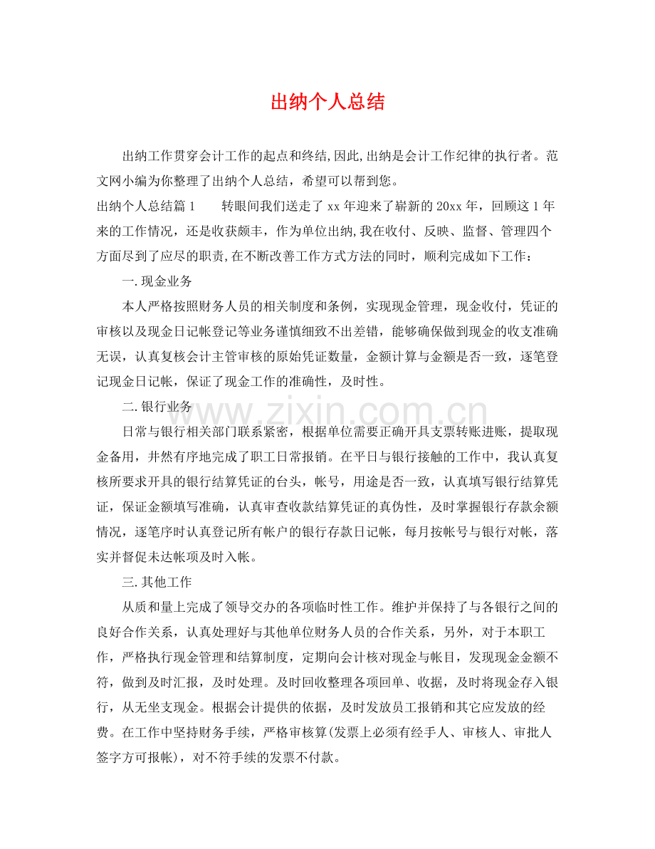 出纳个人总结 .docx_第1页