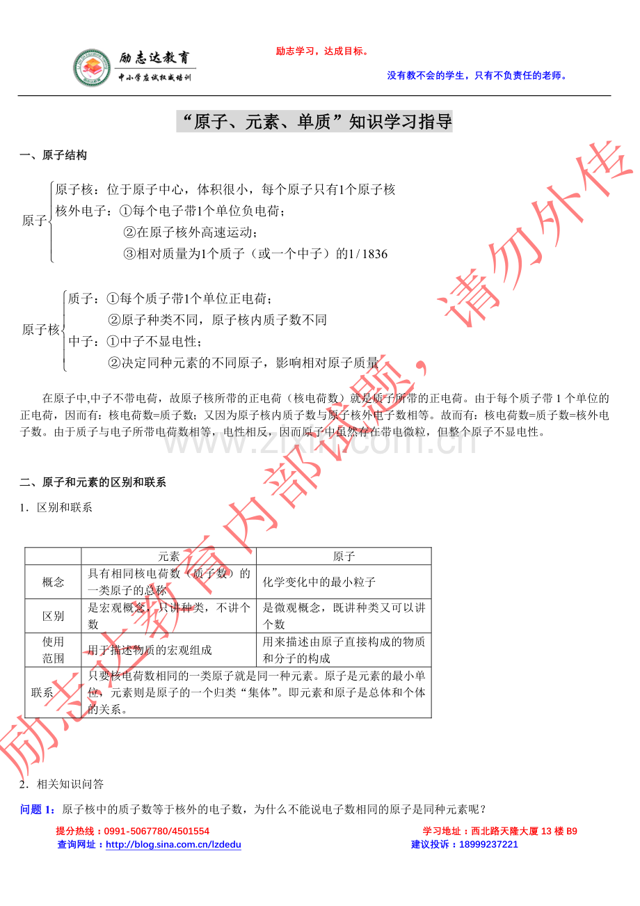 “原子、元素、单质”知识学习指导.doc_第1页