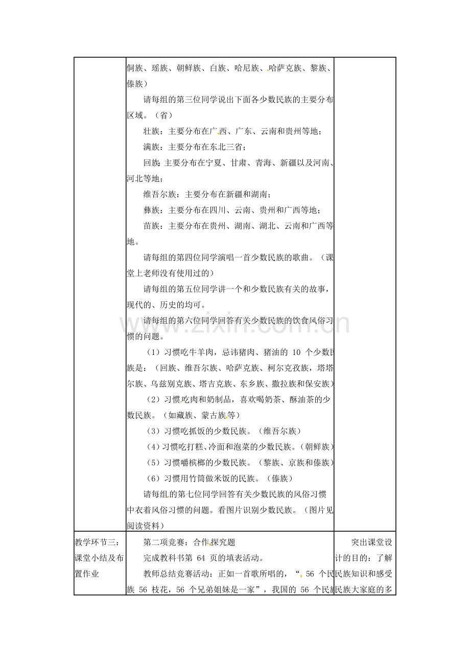 四川省宜宾县复龙初级中学八年级政治下册 第七课 中华民族大家庭教案 教科版.doc_第2页
