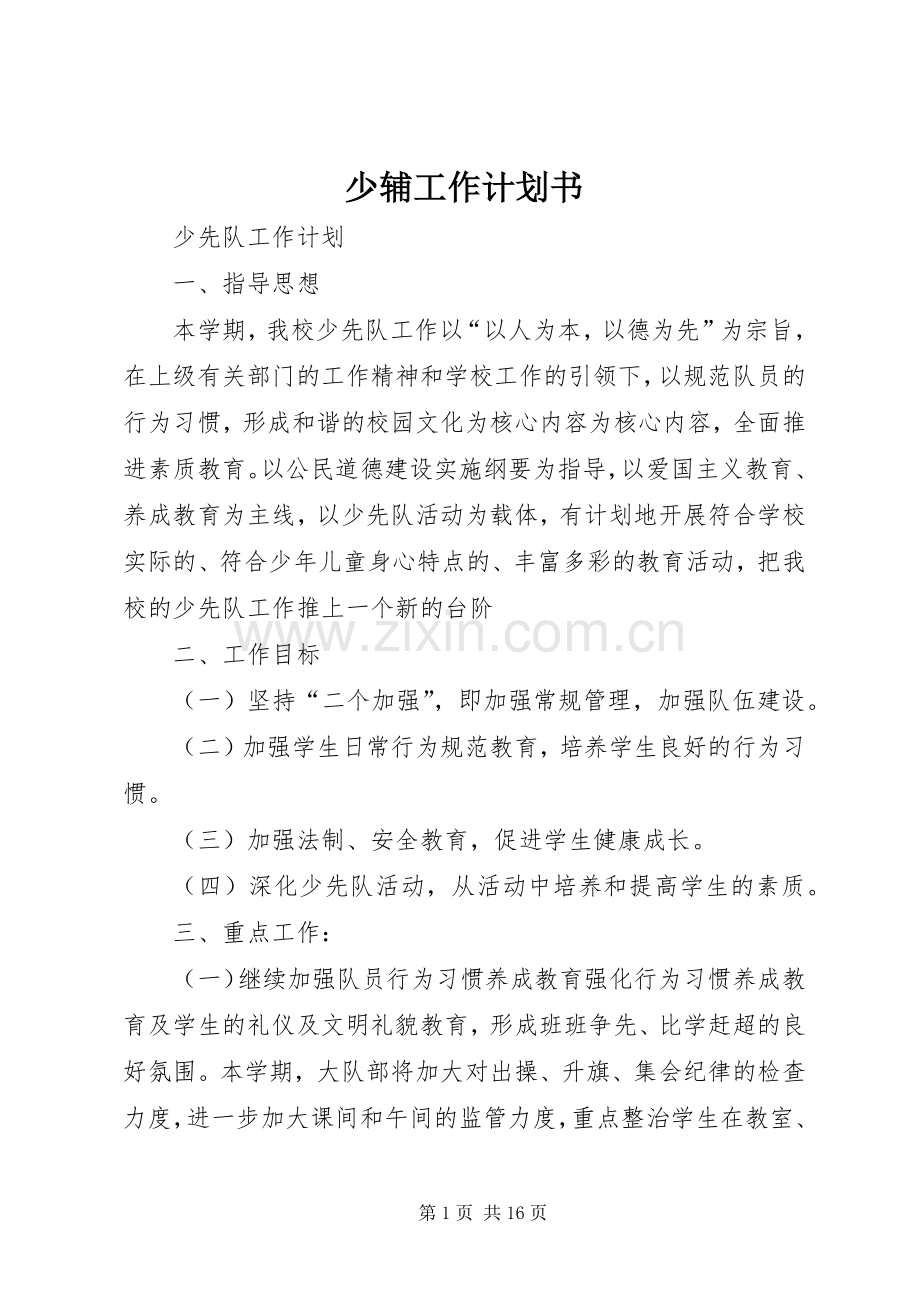 少辅工作计划书.docx_第1页