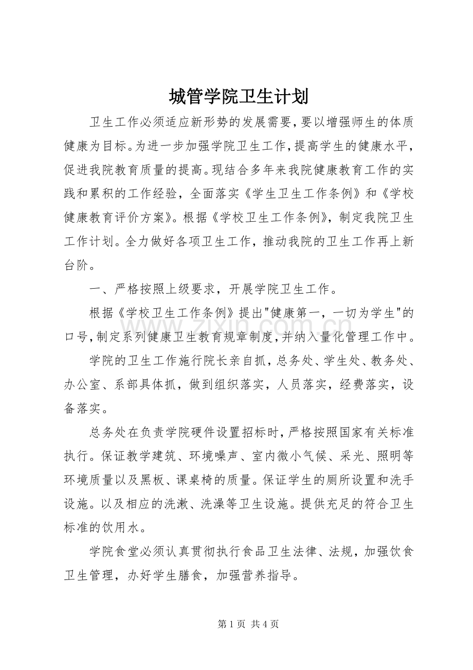 城管学院卫生计划.docx_第1页