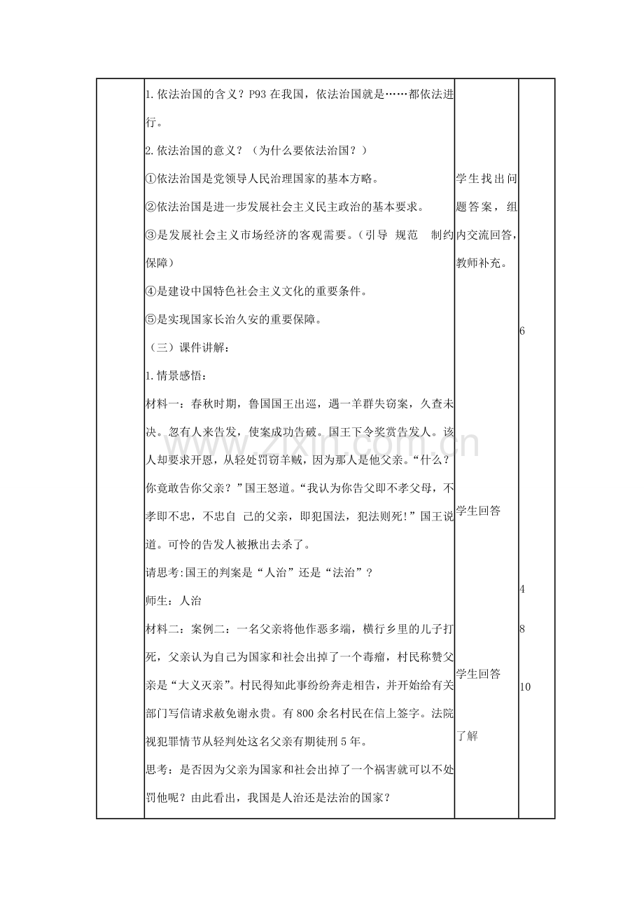 山东省滨州市邹平实验中学八年级政治下册 第八单元 第17课 第1节 走依法治国之路教案 鲁教版.doc_第2页