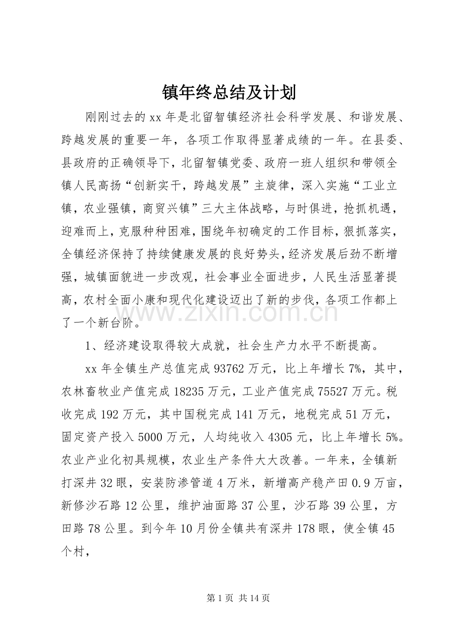 镇年终总结及计划 .docx_第1页