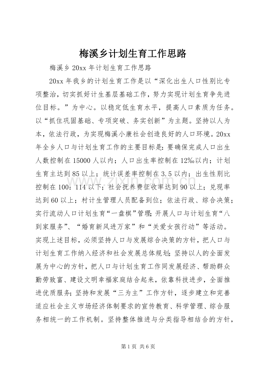 梅溪乡计划生育工作思路.docx_第1页