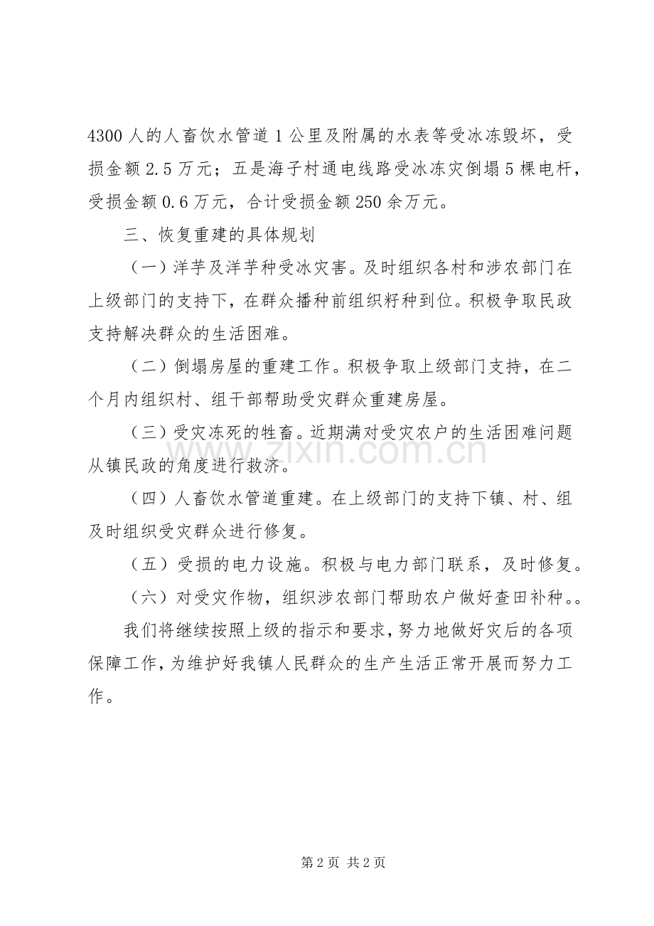镇冰雪灾害恢复重建规划方案 .docx_第2页