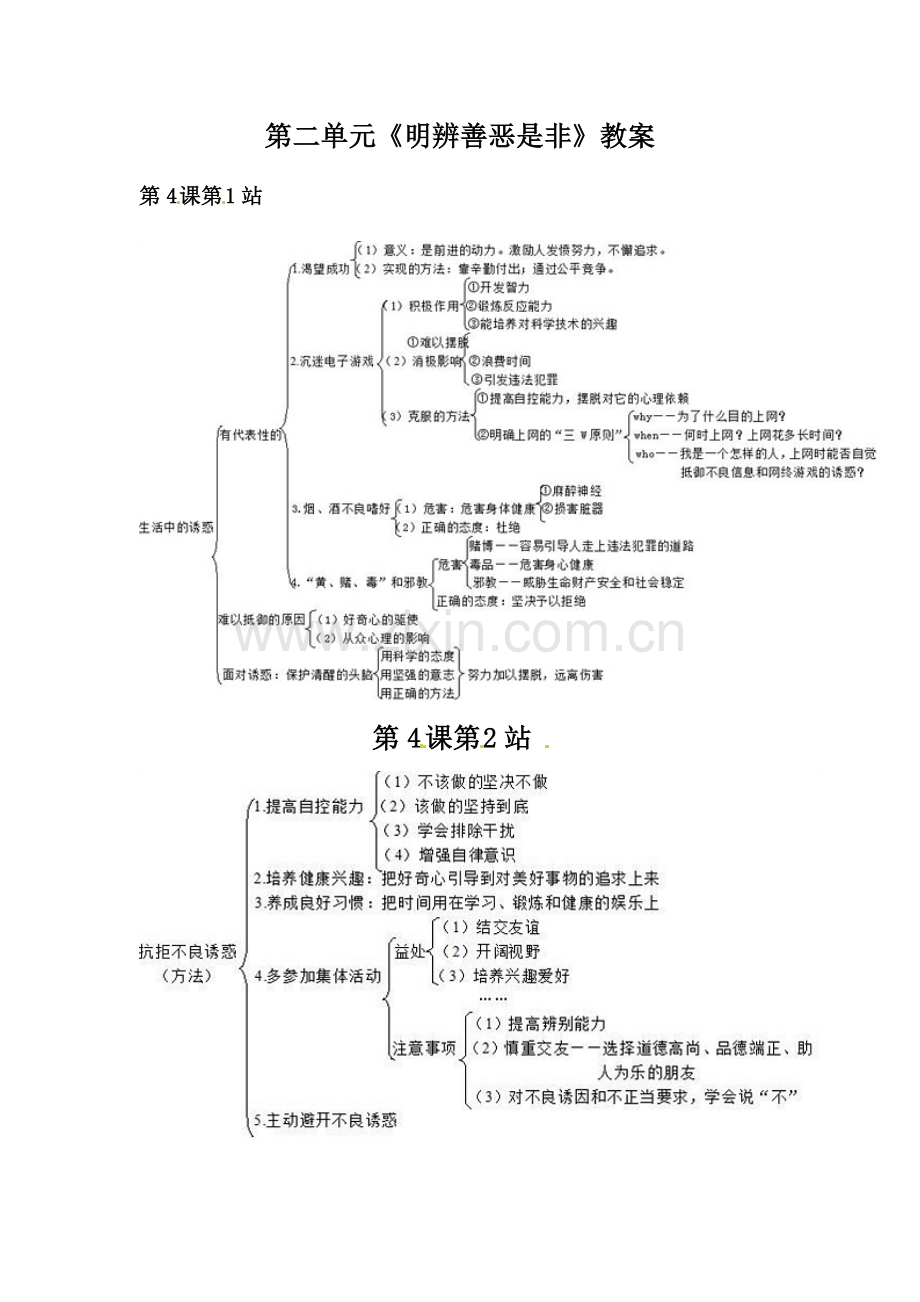 八年级政治下册 第二单元《明辨善恶是非》教案 北师大版.doc_第1页