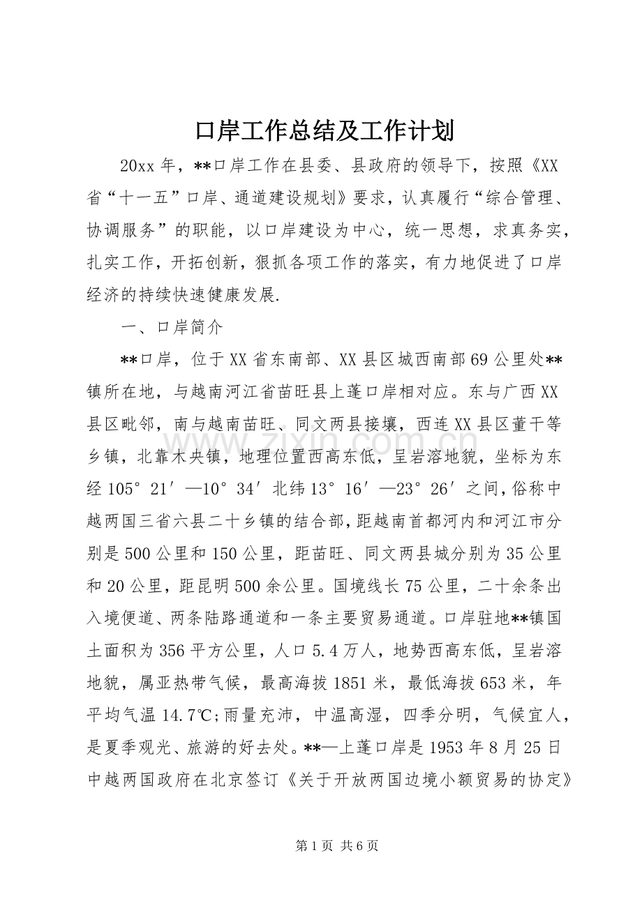 口岸工作总结及工作计划.docx_第1页