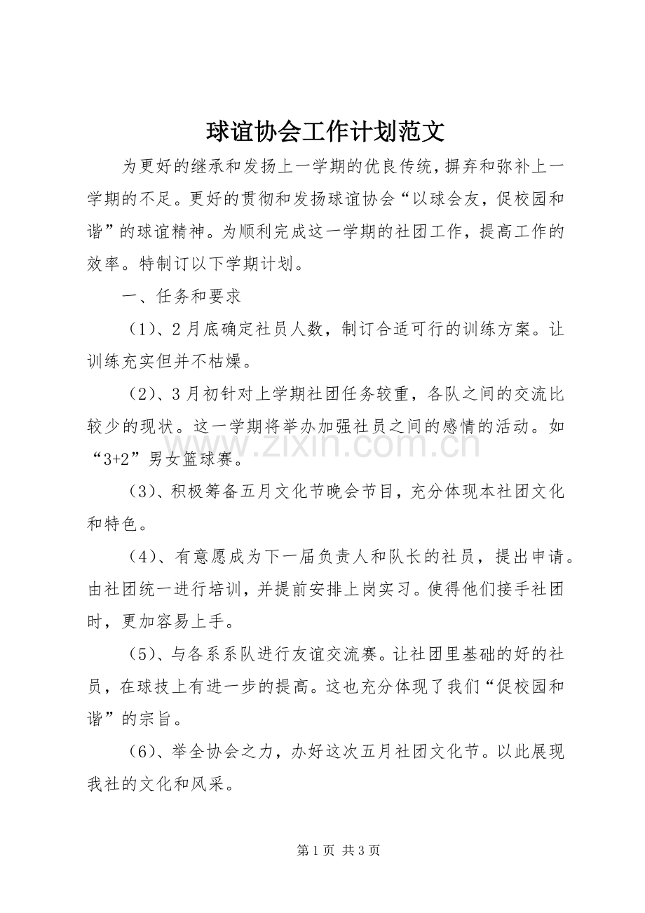 球谊协会工作计划范文.docx_第1页