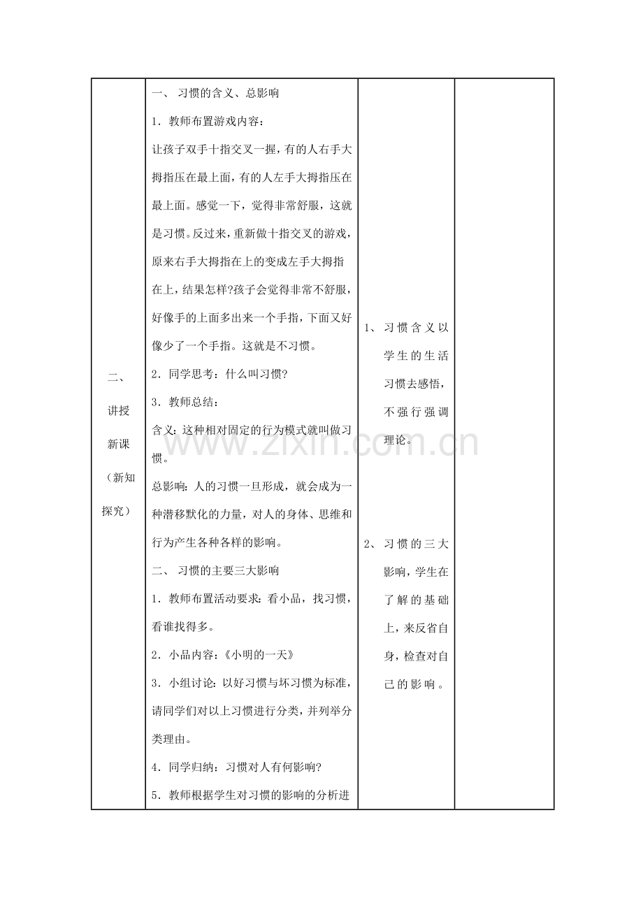 八年级思想品德上册第一课《习惯对人的影响》第一框教案 苏教版.doc_第2页