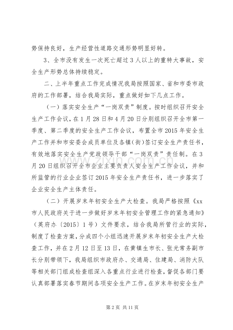安监局上半年工作总结及下半年工作计划 .docx_第2页