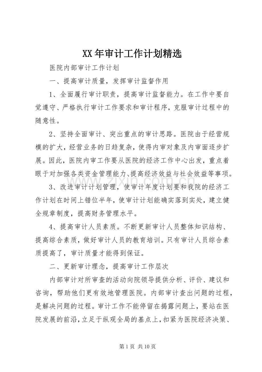 XX年审计工作计划.docx_第1页