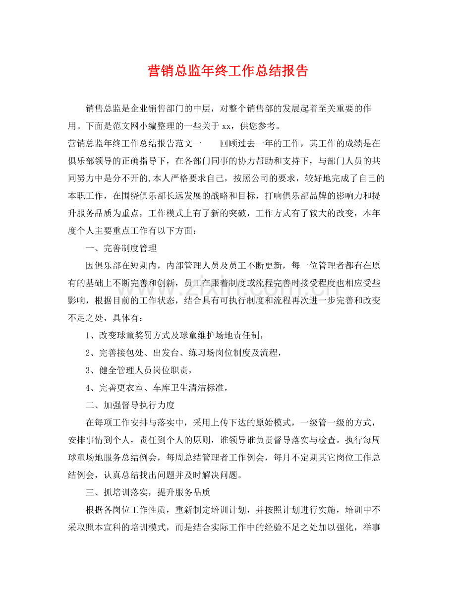 营销总监年终工作总结报告 .docx_第1页