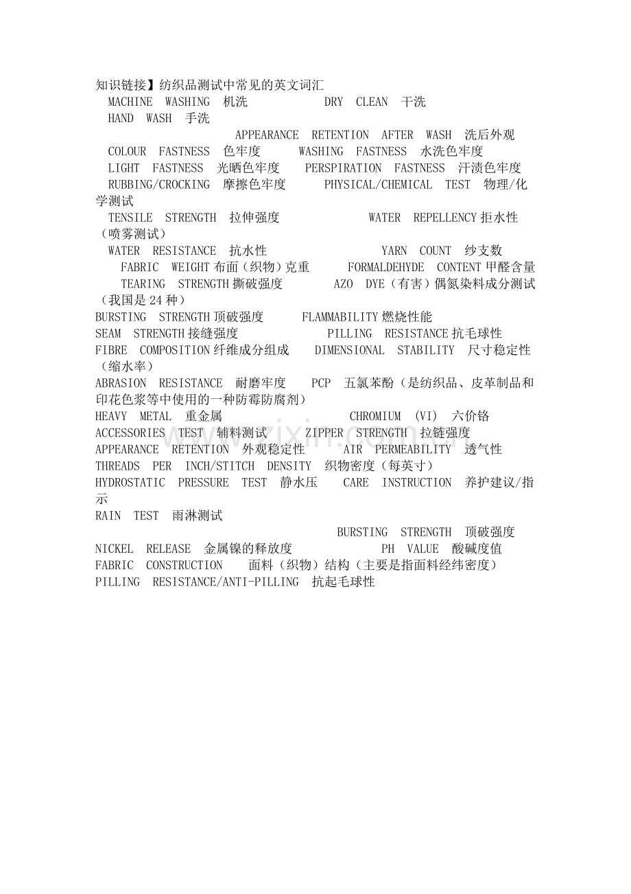 纺织品测试中的英文词汇.doc_第1页