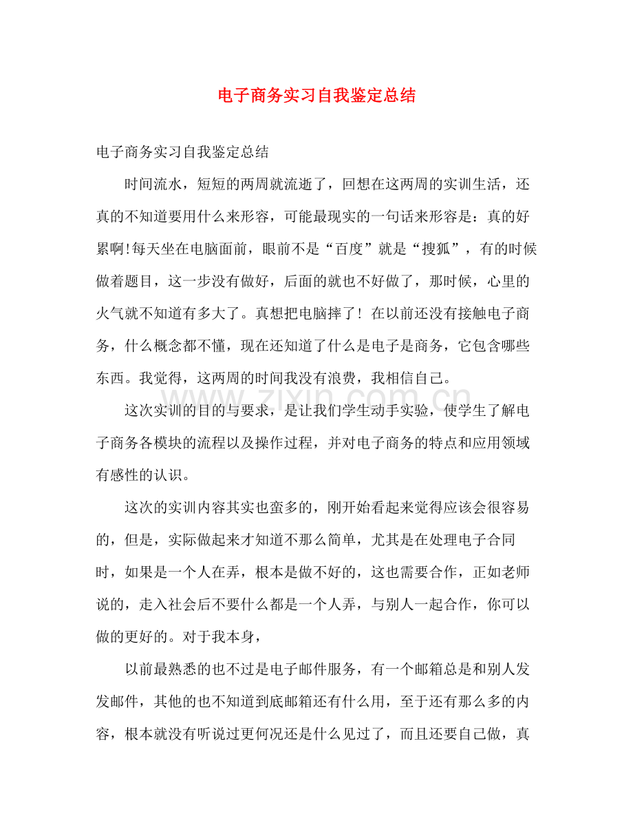电子商务实习自我鉴定总结.docx_第1页