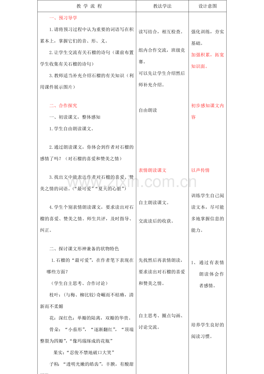 八年级语文下册 《石榴》教案16 苏教版.doc_第2页