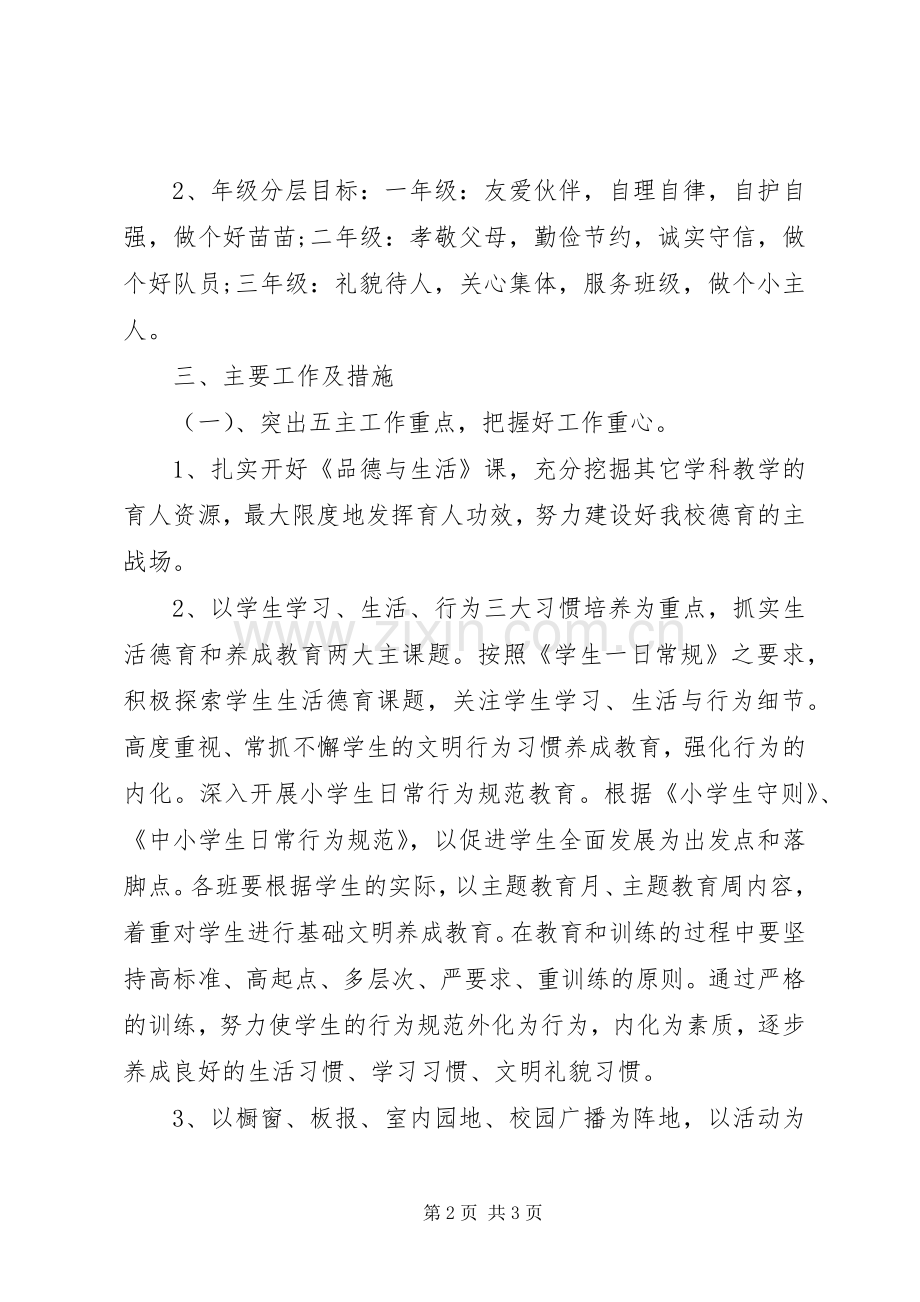 XX年城乡小学德育工作计划.docx_第2页