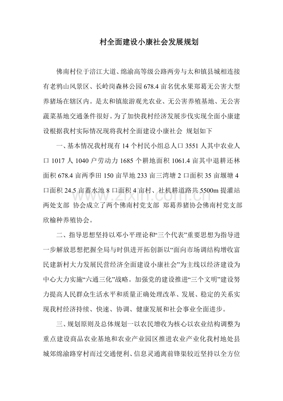 村全面建设小康社会发展规划.doc_第1页