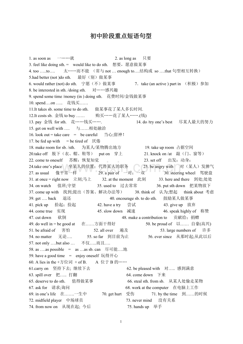 重点短语句型.doc_第1页