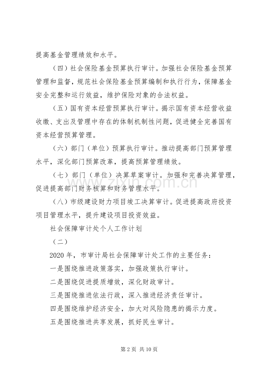 社会保障审计处个人工作计划20XX年范例.docx_第2页