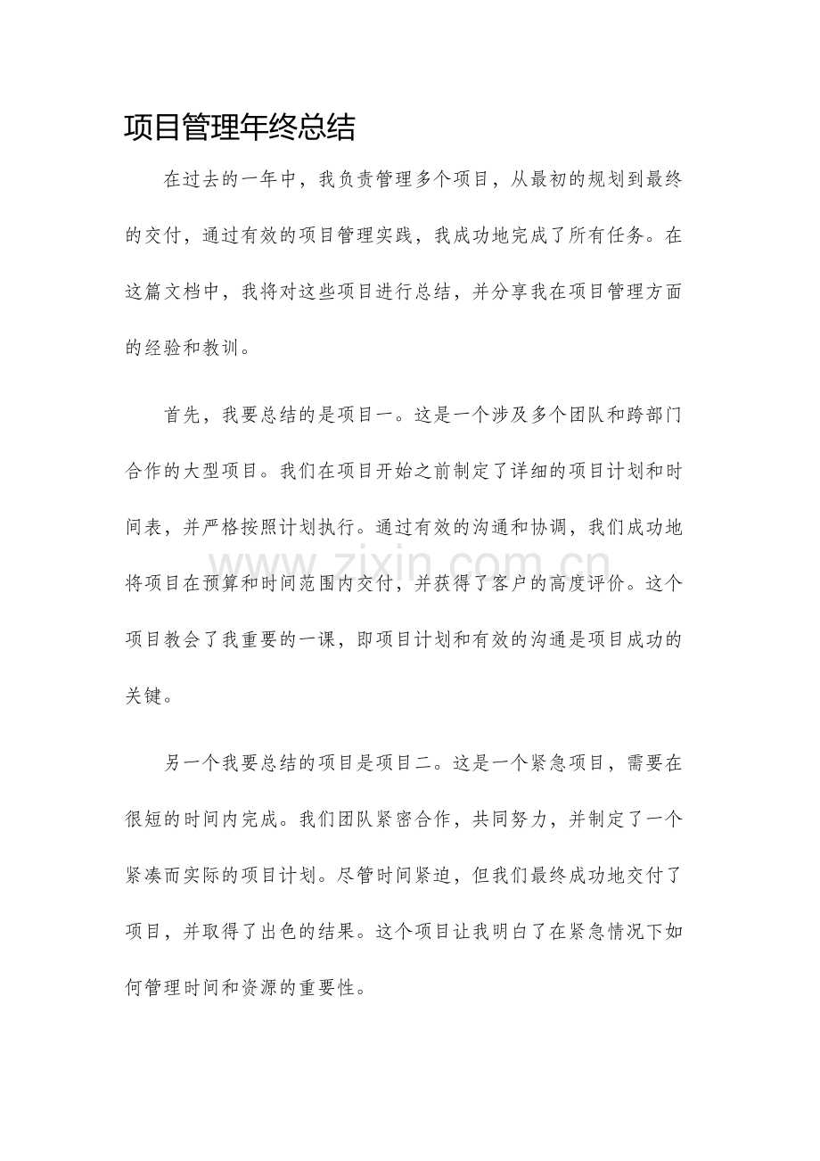 项目管理年终总结.docx_第1页