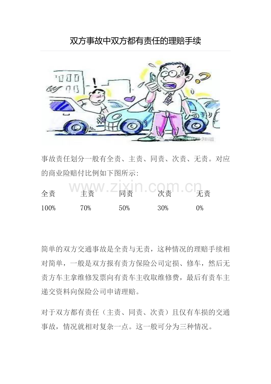 双方事故中双方都有责任的理赔手续.doc_第1页