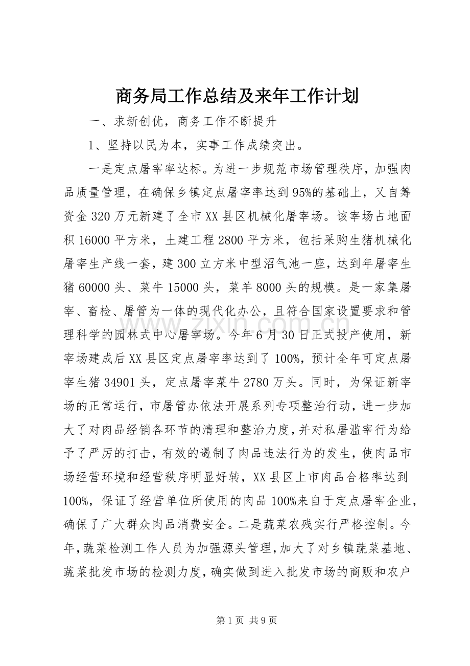 商务局工作总结及来年工作计划.docx_第1页