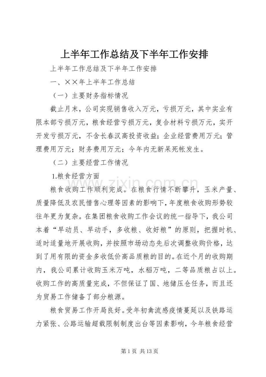 上半年工作总结及下半年工作安排 (20).docx_第1页