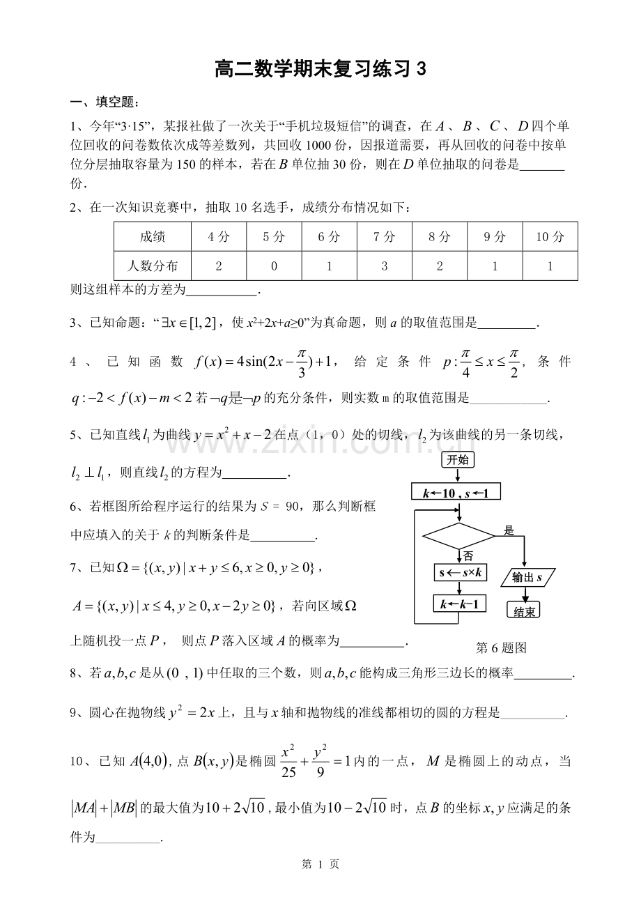 高二数学期末复习练习3.doc_第1页