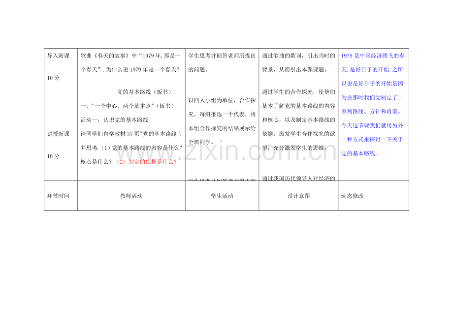 吉林省双辽市九年级政治全册 第二单元 了解祖国 爱我中华 第三课 认清基本国情 第2框 党的基本路线教案 新人教版-新人教版初中九年级全册政治教案.doc_第2页