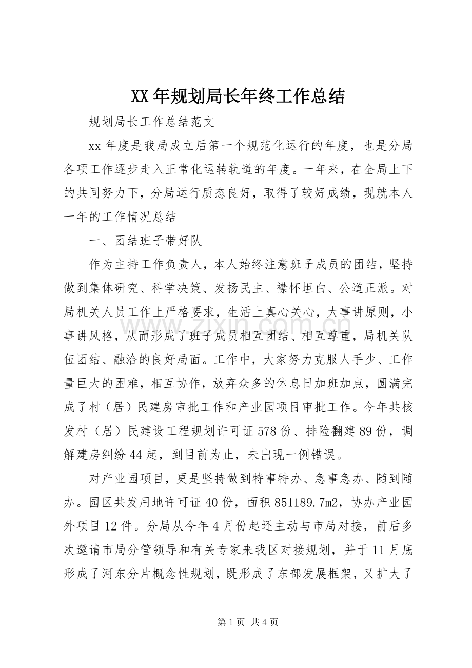 XX年规划局长年终工作总结.docx_第1页