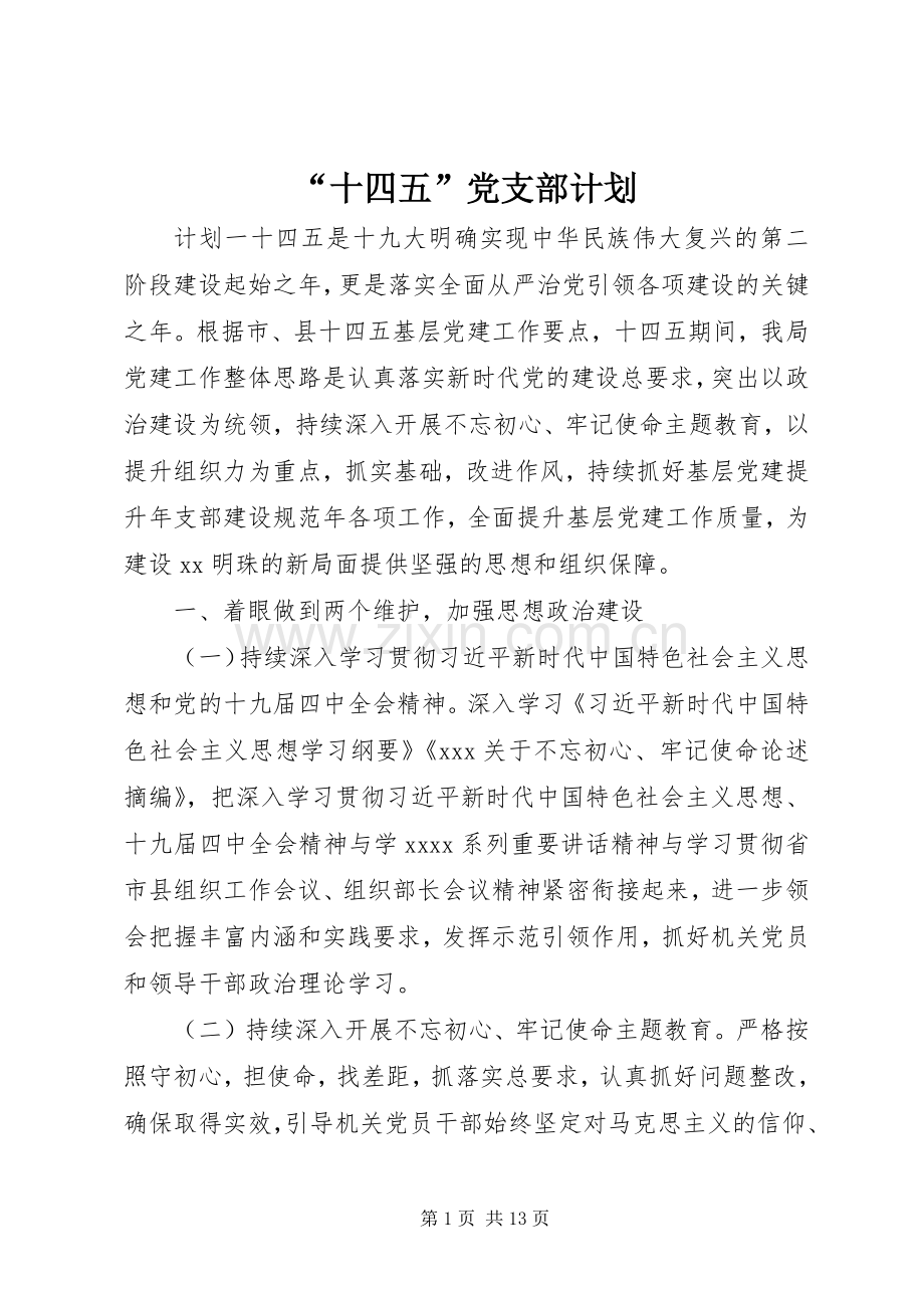 “十四五”党支部计划.docx_第1页