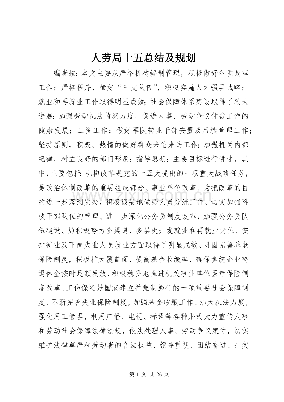 人劳局十五总结及规划.docx_第1页