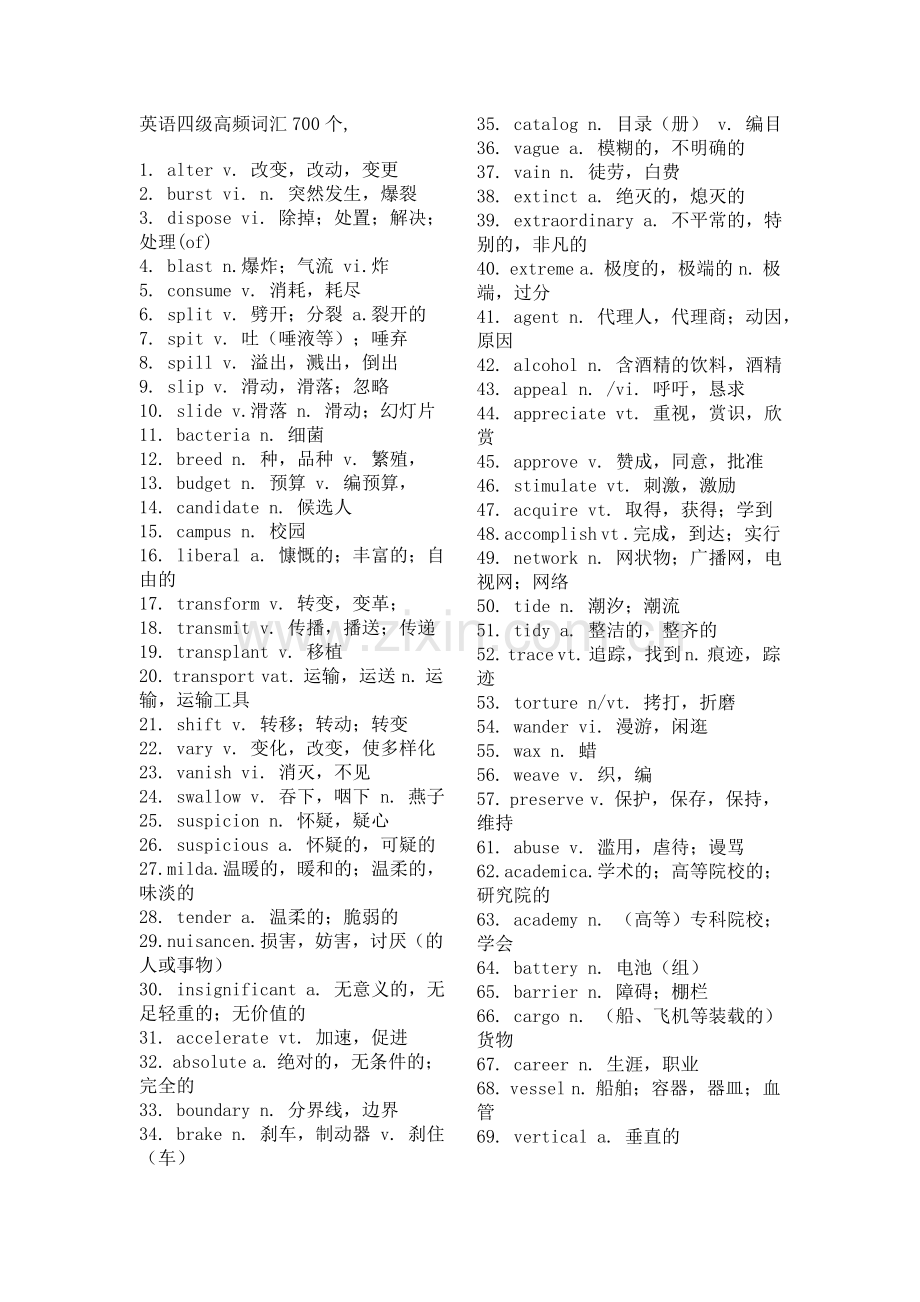 四级700个高频词汇.doc_第1页