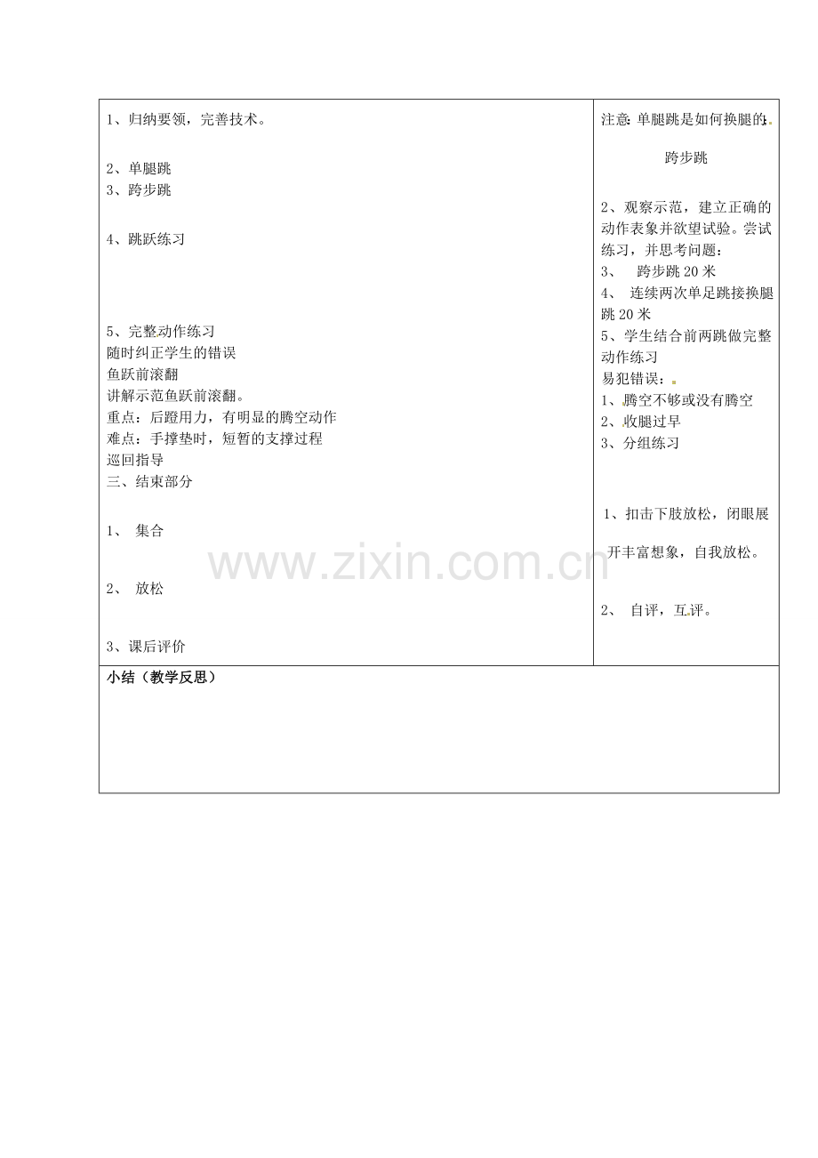 山东省郯城第三中学初中信息技术 鱼跃前滚翻教案2.doc_第2页