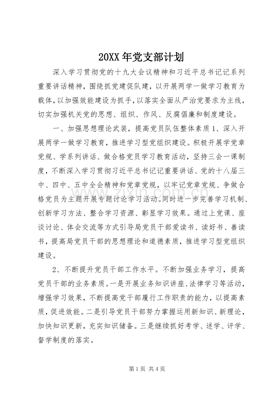 20XX年党支部计划.docx_第1页