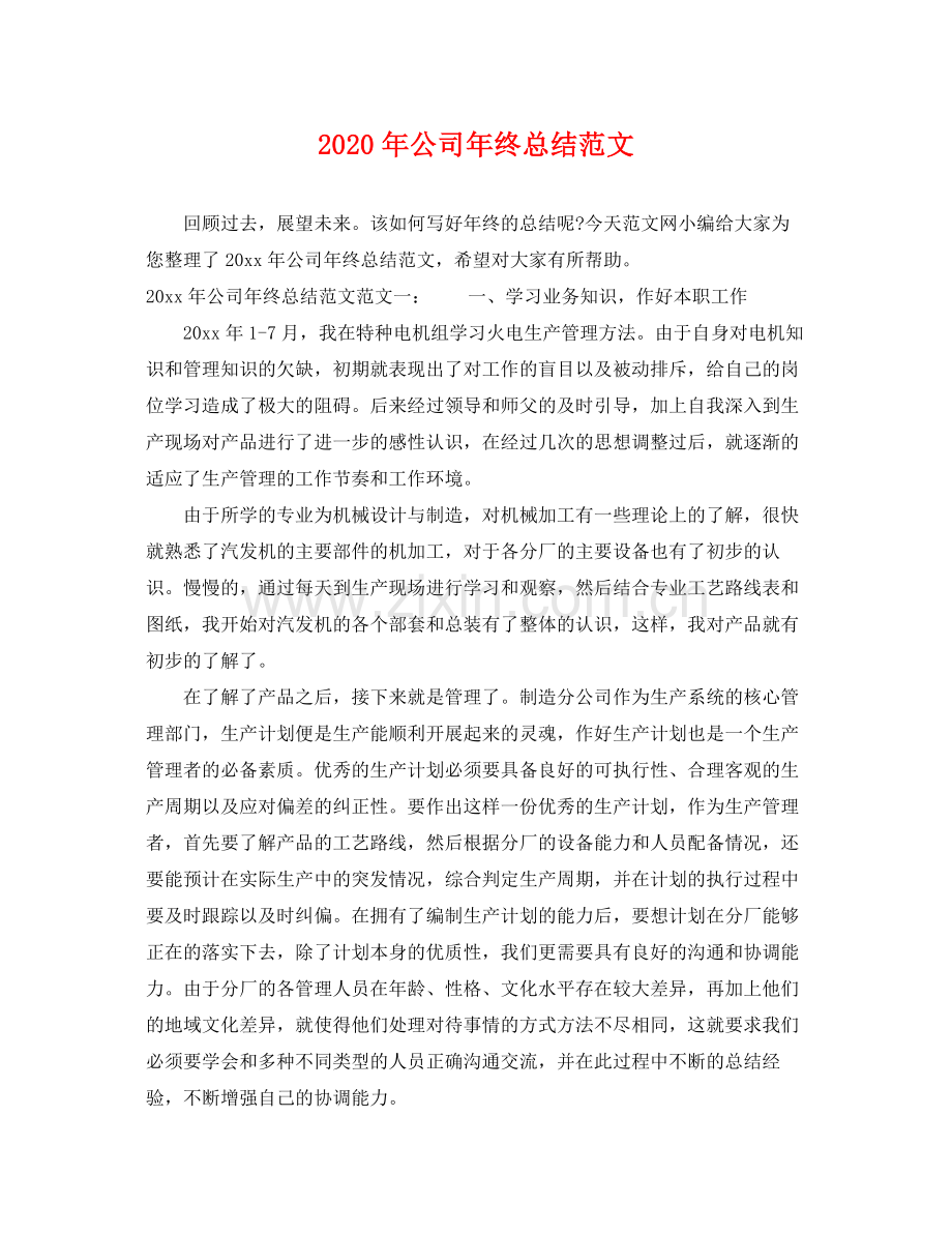 2020年公司年终总结范文 .docx_第1页