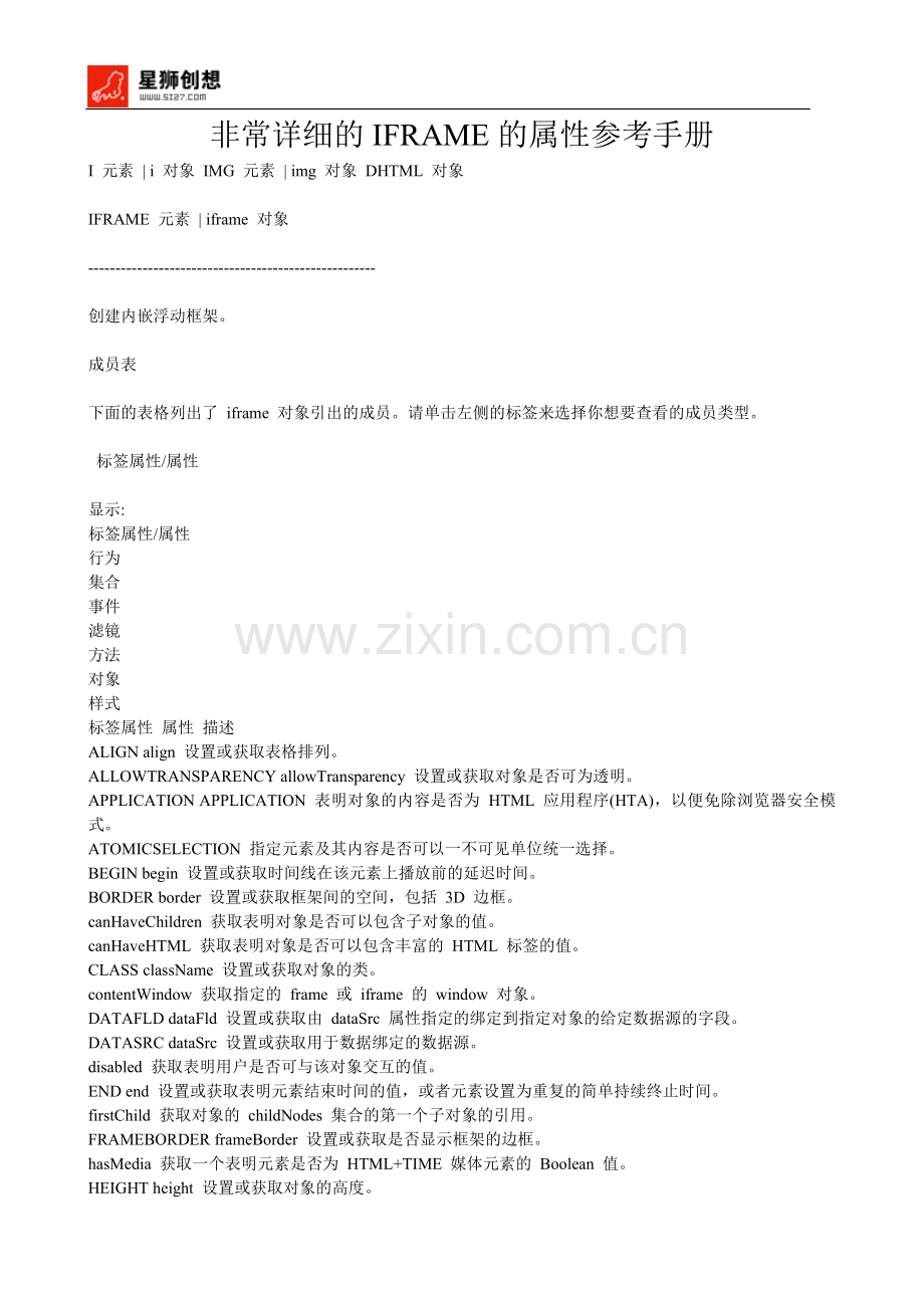 非常详细的IFRAME的属性参考手册.doc_第1页
