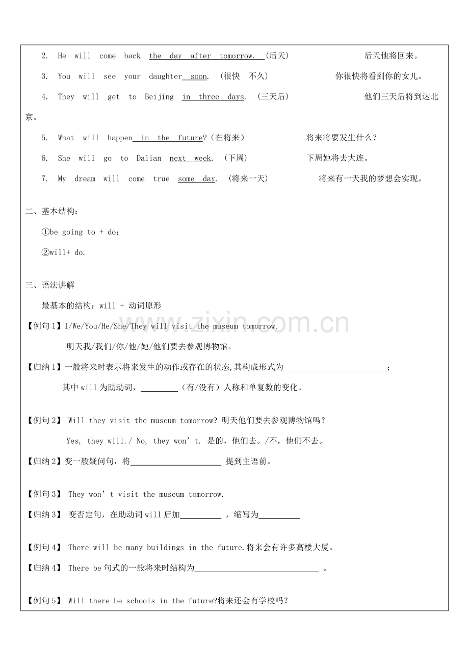 江苏省南通市七年级英语下册 教师辅导讲义 一般将来时 牛津版-牛津版初中七年级下册英语教案.doc_第2页