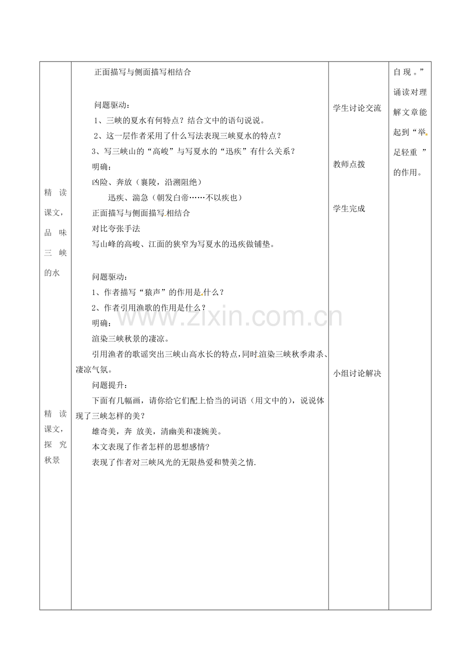 山东省济南市七年级语文下册 第五单元 25《三峡》三峡教案3 鲁教版五四制-鲁教版五四制初中七年级下册语文教案.doc_第2页