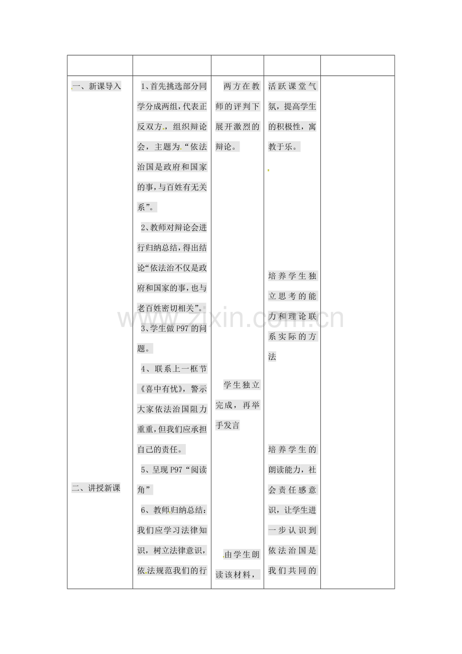 九年级政治全册 第三单元 法治时代 第8课 依法治国教案 人民版-人民版初中九年级全册政治教案.doc_第2页